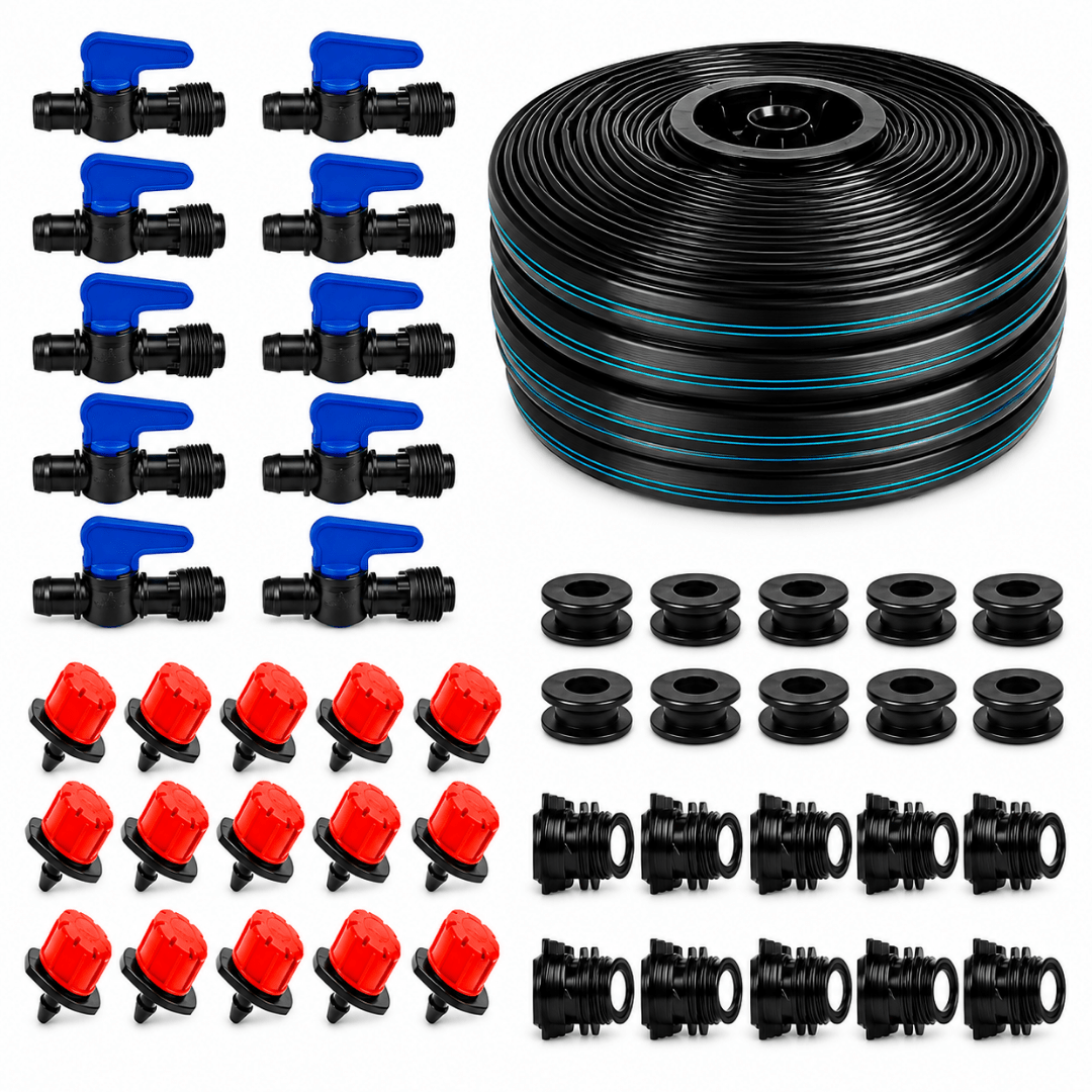 Kit Gotejamento Azud 100 Metros Irrigação Para Horta Pomar Jardim
