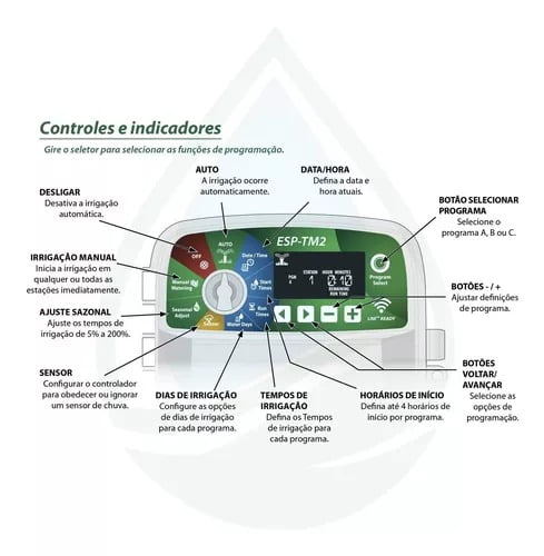 Controlador p/irrigação esp-tm2- 6 estações 120v - Rain Bird