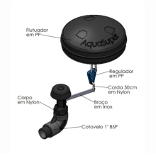 Válvula Boia 1” BSP Modelo FF200 Fundo de Tanque com Cotovelo – Aquasuper