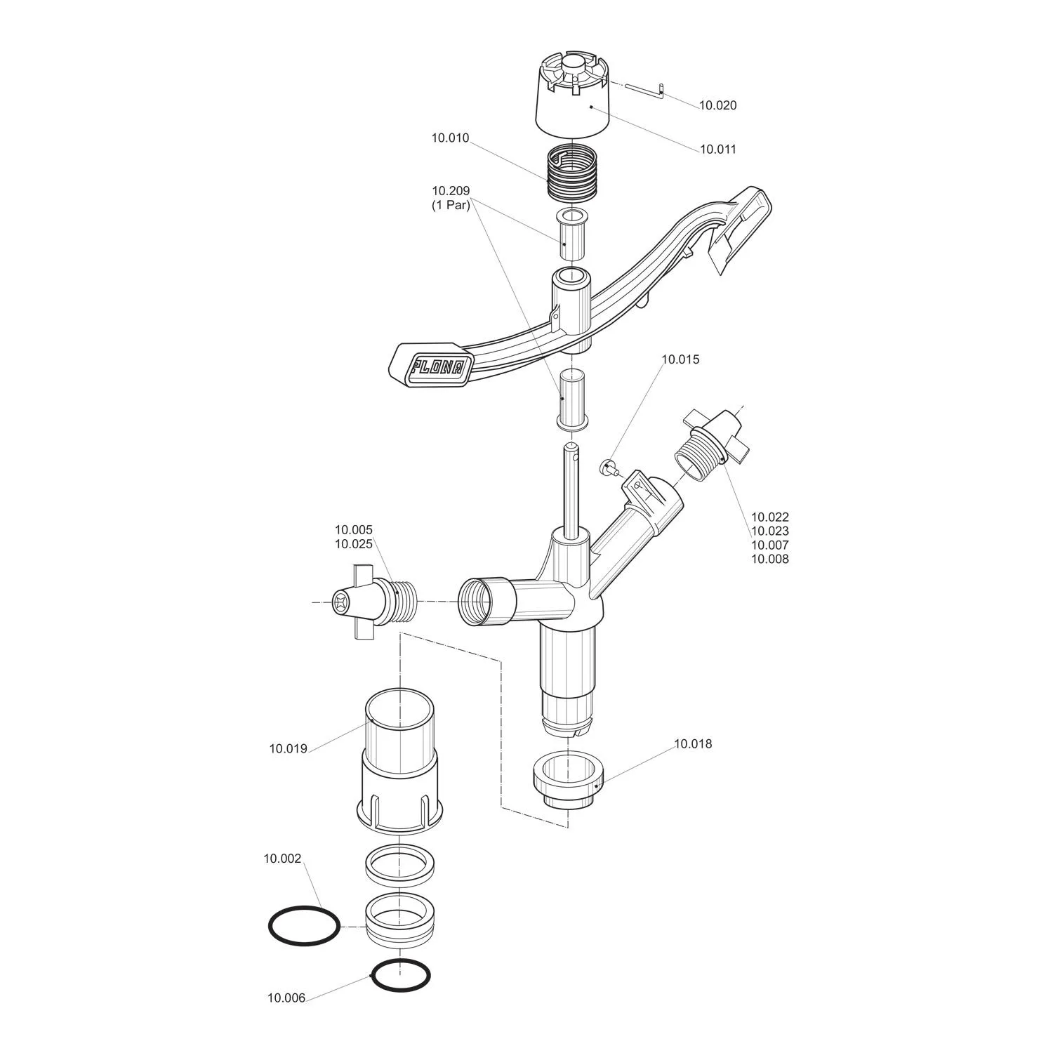 Aspersor Plona PA 100 1" com Bocal 3x6