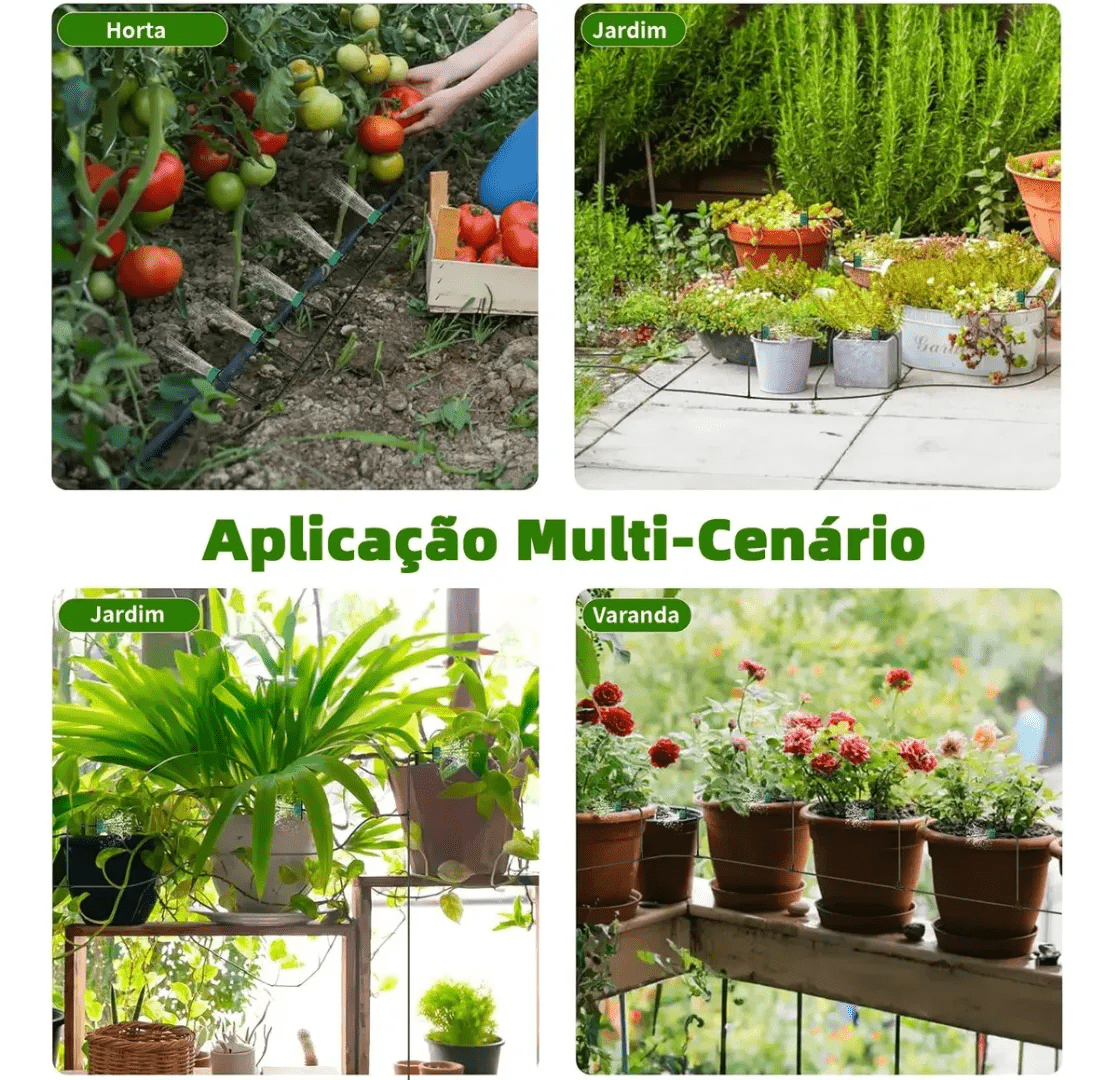 Kit Irrigação Automática 40m 35 Gotejadores Vasos Hortas