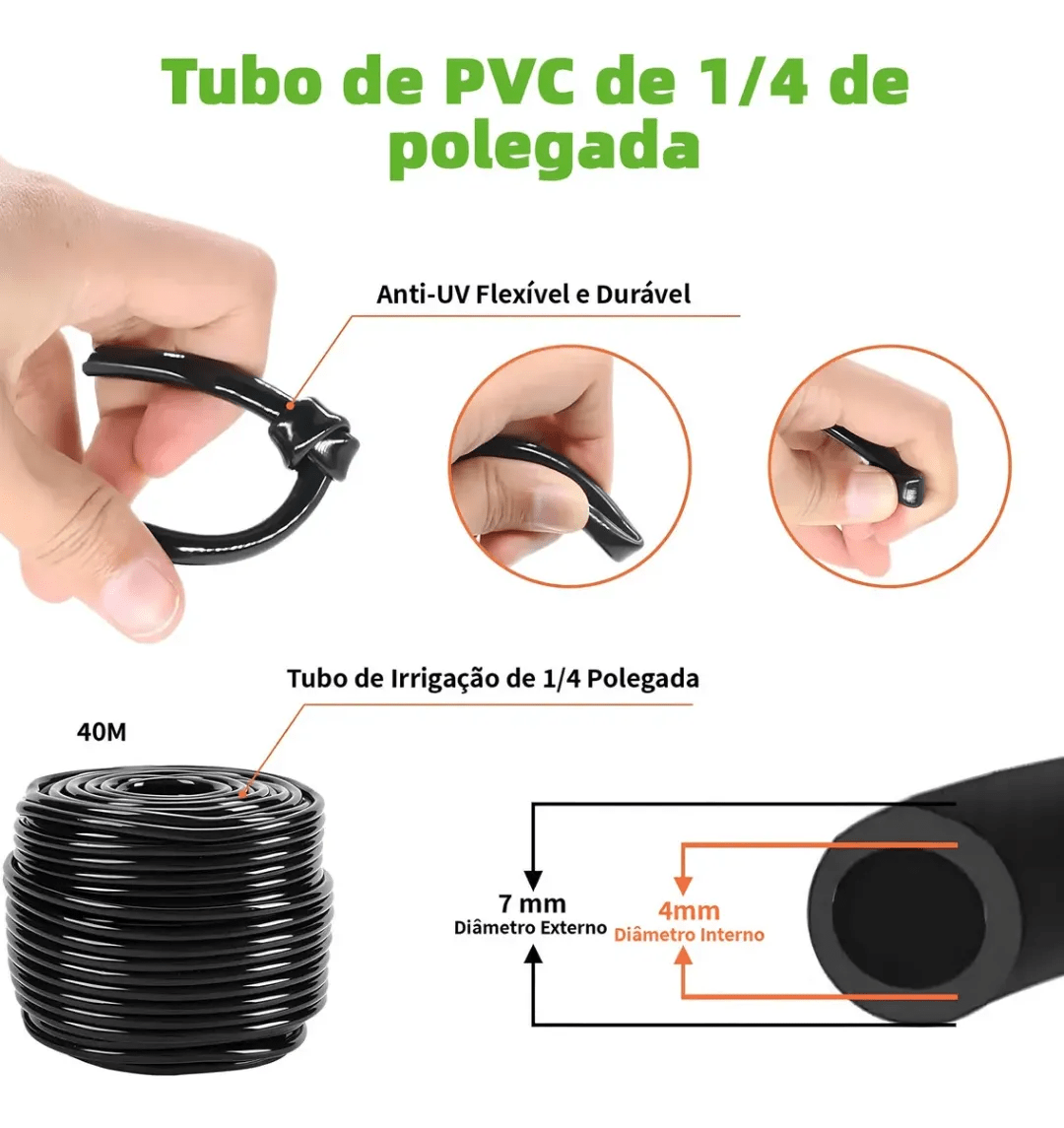 Kit Irrigação Automática 40m 35 Gotejadores Vasos Hortas