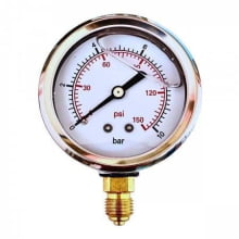 Manometro cx Metalica 1/4 Com Glicerina 0 a 6 BAR, 0 a 10 BAR, 0 a 25 BAR -CCON