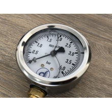 Manometro Vertical Rosca 1/4 Npt COM Glicerina 0 a 4 BAR,  0 a 7 BAR,  0 a 10 BAR,  0 a 16 BAR,  0 a 25 BAR