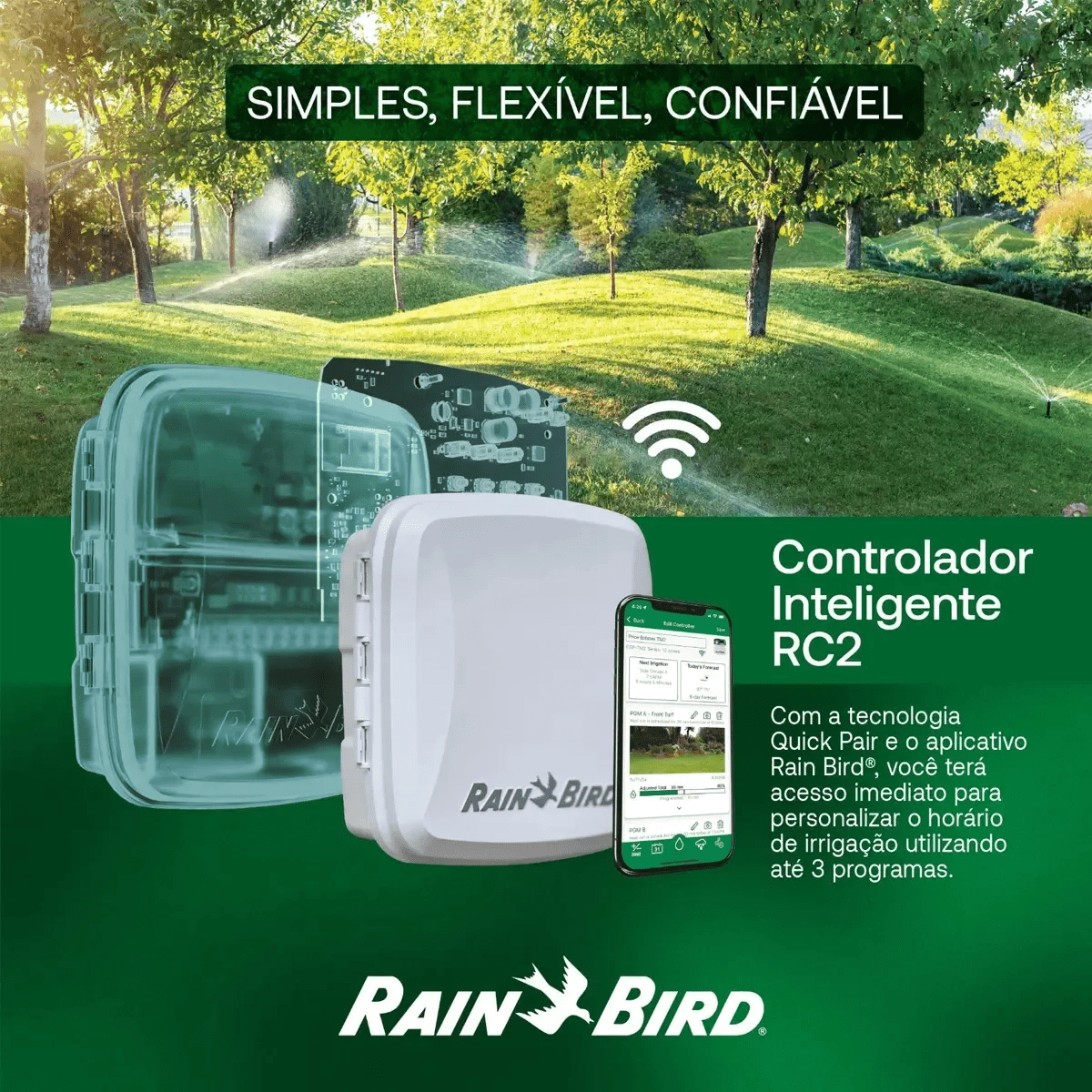 Kit De Irrigação C/automação Aspersão Jardim Rain Bird Rc2