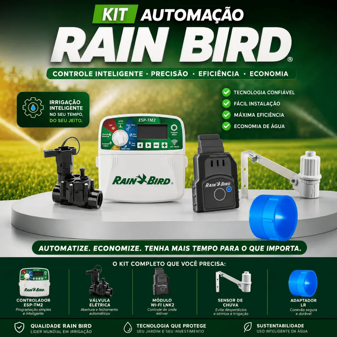 Kit Irrigação Automática Rain Bird ESP-TM2 Wifi 4 Setores Completo