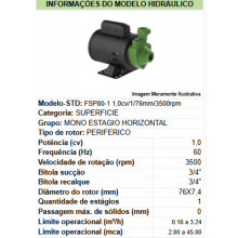 Motobomba  fsp80-1 m1,0cv -76X7,4mm-br-127/220v-2p-r-60hz-ip21-irn-gcb-vd std - Monofásico