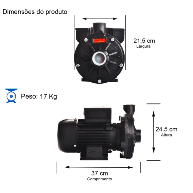 Motobomba TH-16 P 2,0 CV Trifásica IP21/IR3 – Preto – Thebe