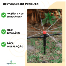 Kit 100 Micro Gotejadores Reguláveis para Irrigação | Jardim, Horta, Vasos e Plantas | Economia de Água, Ajustável, Instalação Fácil