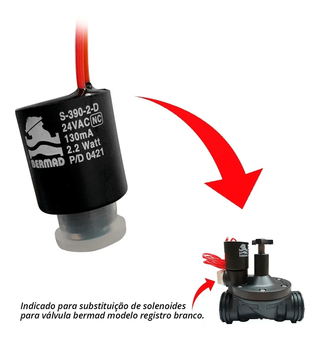 Válvula Solenoide S-390 2V NC 24 Vac sem Base (Modelo Antigo Registro Branco) – Bermad