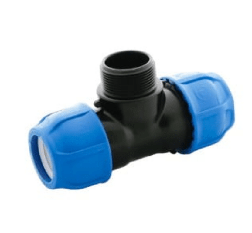 Tê Macho Compressão PVP DN63 x 2 Pol. x 63 PN16 - Poelsan