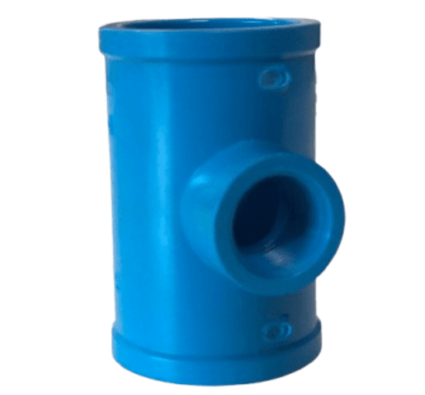 Te PVC Linha Fixa Redução Roscável Azul